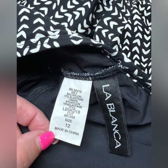 La Blanca Black and White Tummy Control Swim Dress Size 12 - Picture 5 of 6